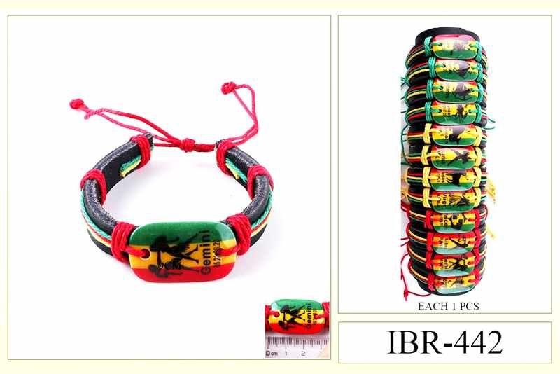 12 Wholesale Zodiac Rasta Color Faux Leather Bracelets - Assorted image
