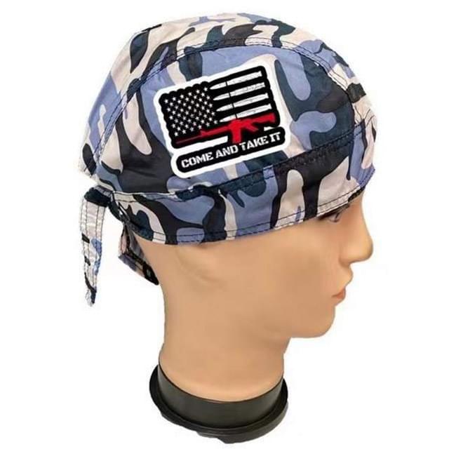12 Wholesale "come And Take It" Blue Camo Skull Caps image