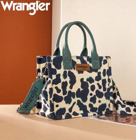 12 Wholesale Wrangler Cow Print Concealed Carry Tote/crossbody -Dark Turquoise image