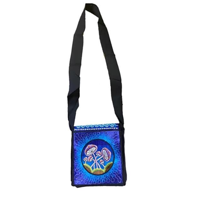 5 Wholesale Silk Embroidered Mini Sling Bags - Vibrant Mushroom Theme image