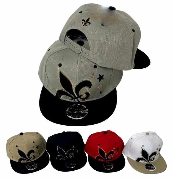 12 Wholesale FleuR-DE-Lis Stars Flat Bill Snapback Hats/caps image
