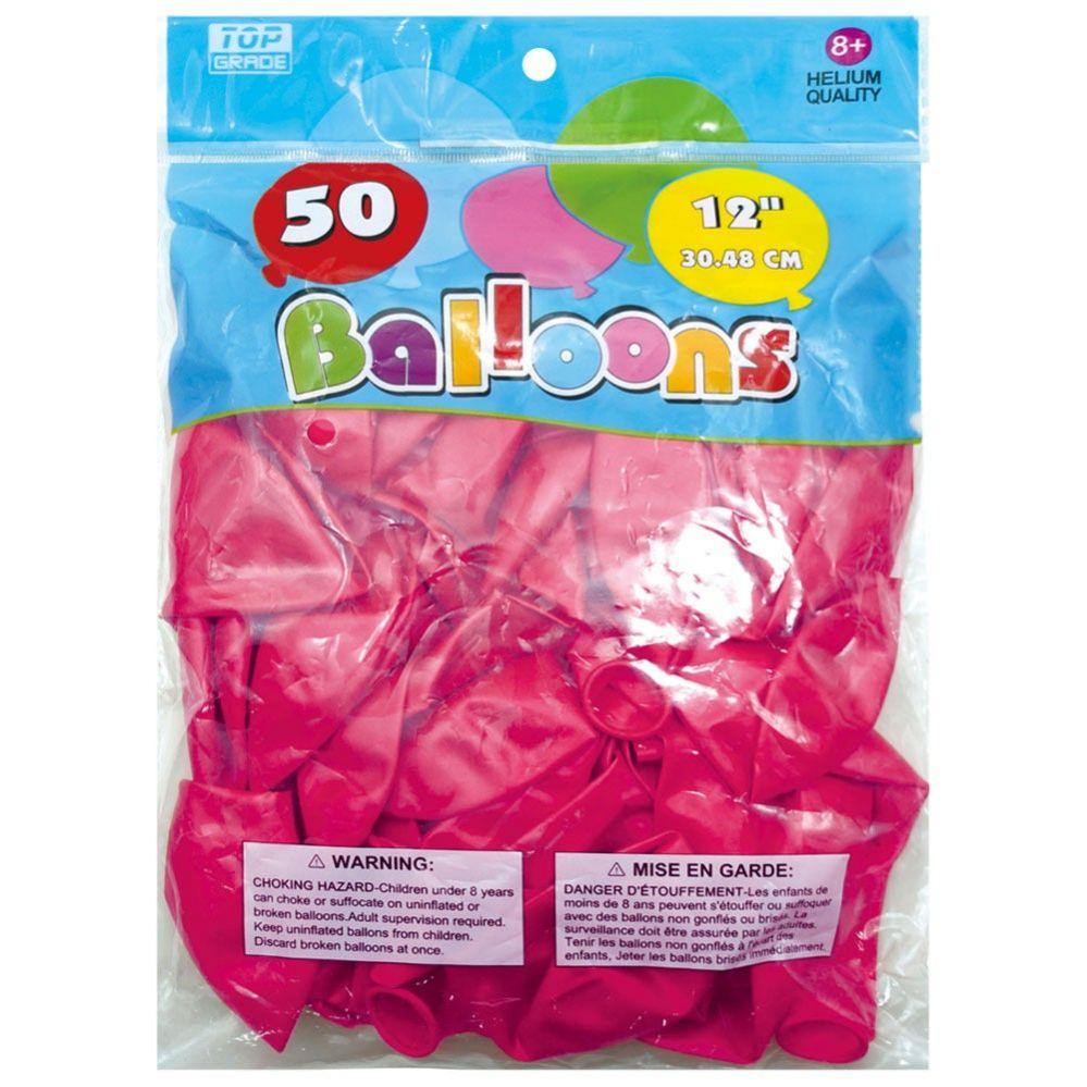 12 Wholesale 50ct Metallic Balloon 12"/pink image