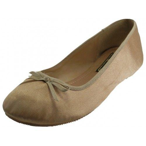 18 Wholesale Women's Satin Ballet Flat Shoes ( * Gold Color ) image
