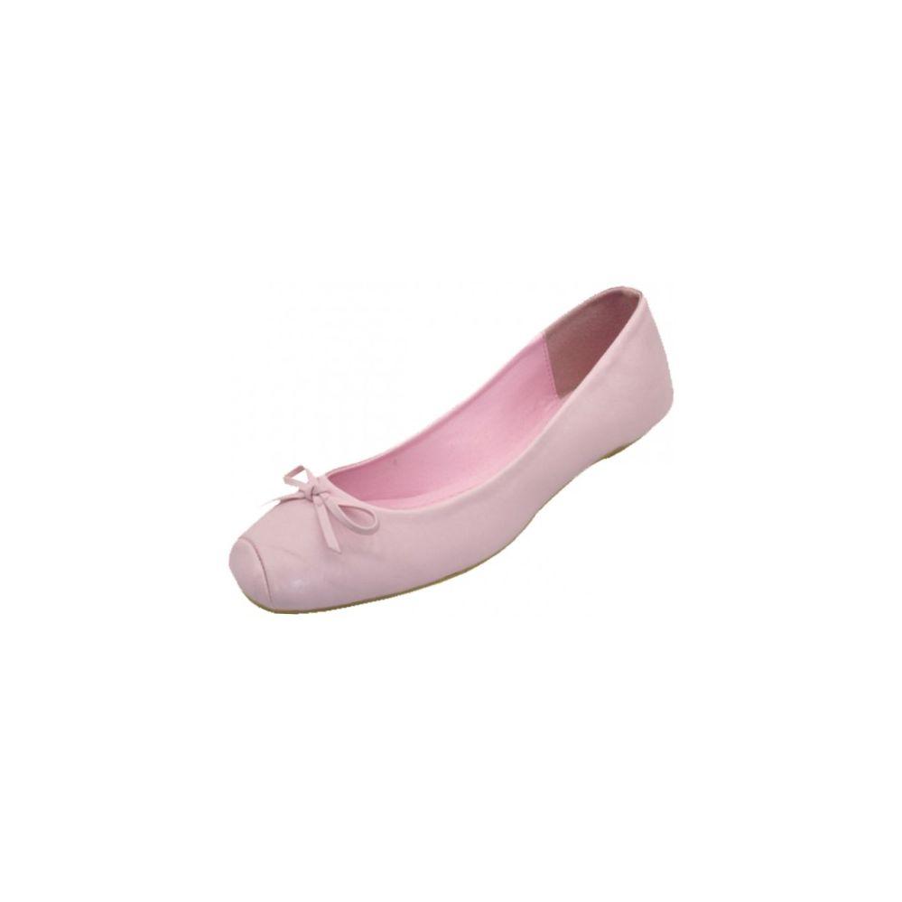 18 Wholesale Women's Square Toe Ballet Flats( Pink Color Only) image