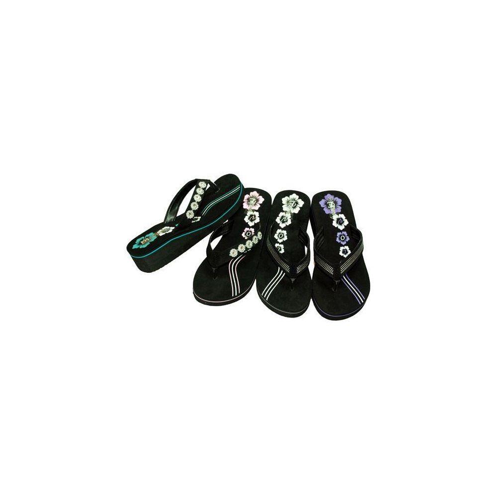 36 Wholesale Womens Flip Flops Black, Size 5 - 10 image