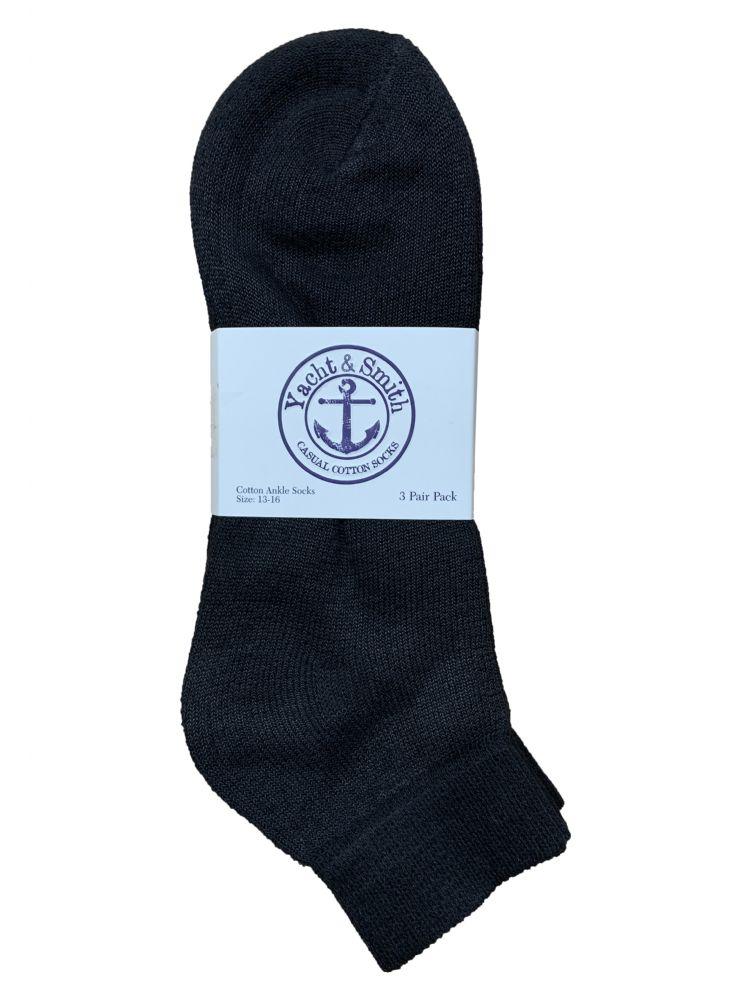 60 Wholesale Yacht & Smith Men's Cotton Terry Cushion Athletic LoW-Cut Socks King Size 13-16 Black image