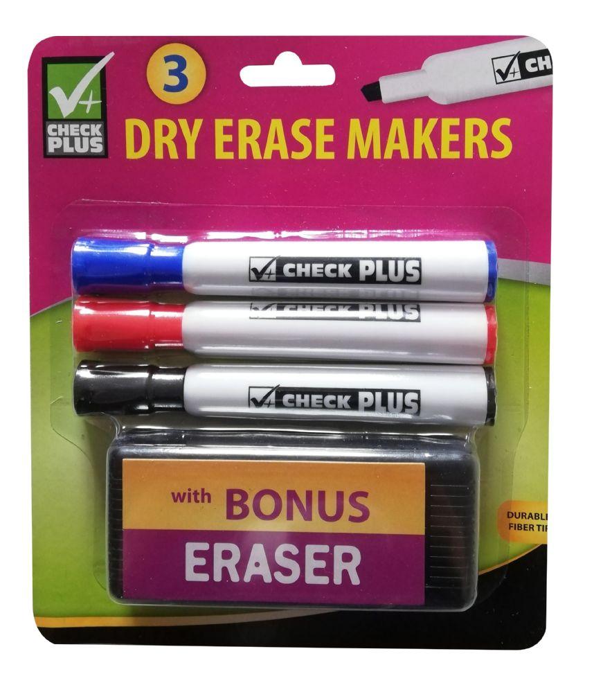 48 Wholesale Marker With 3 Eraser 3 pk image