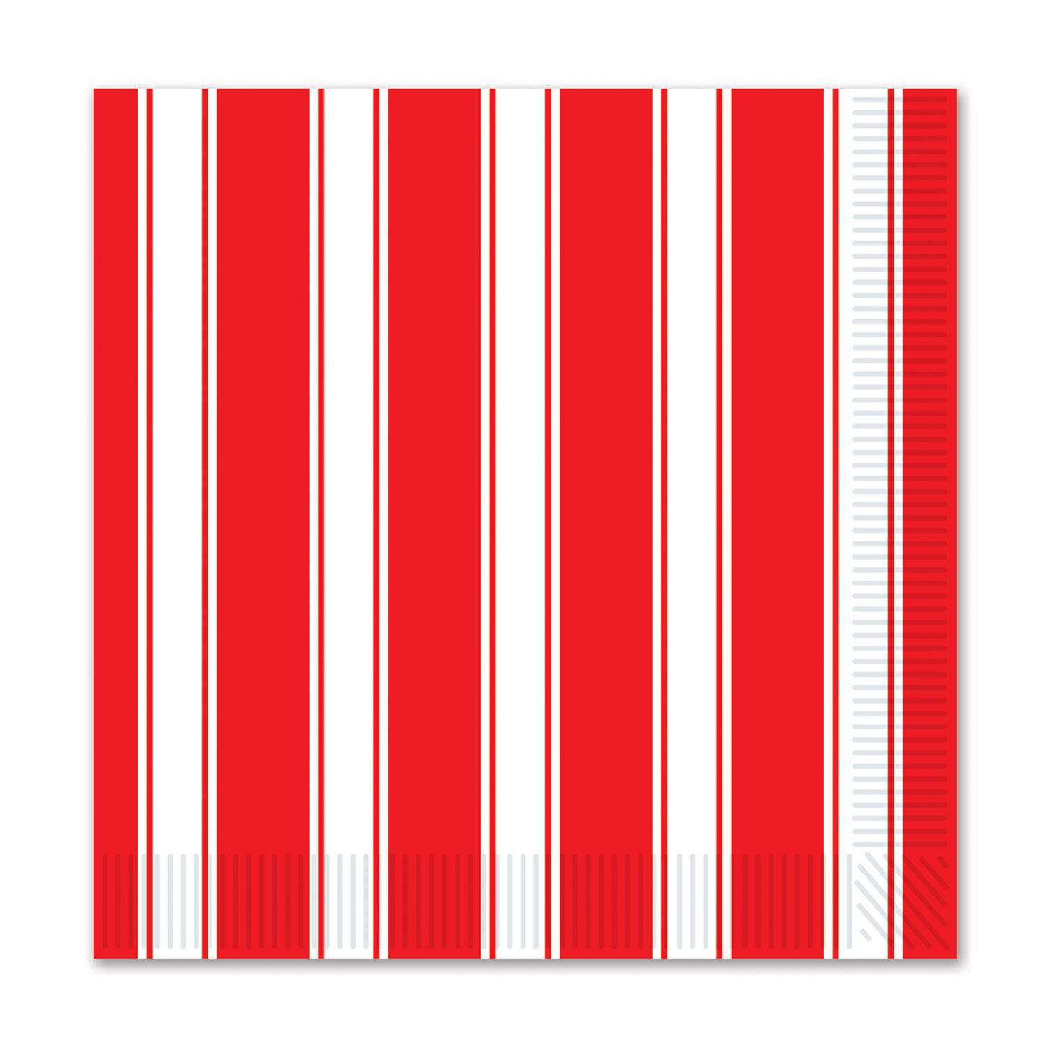 12 Wholesale Red & White Stripes Beverage Napkins image