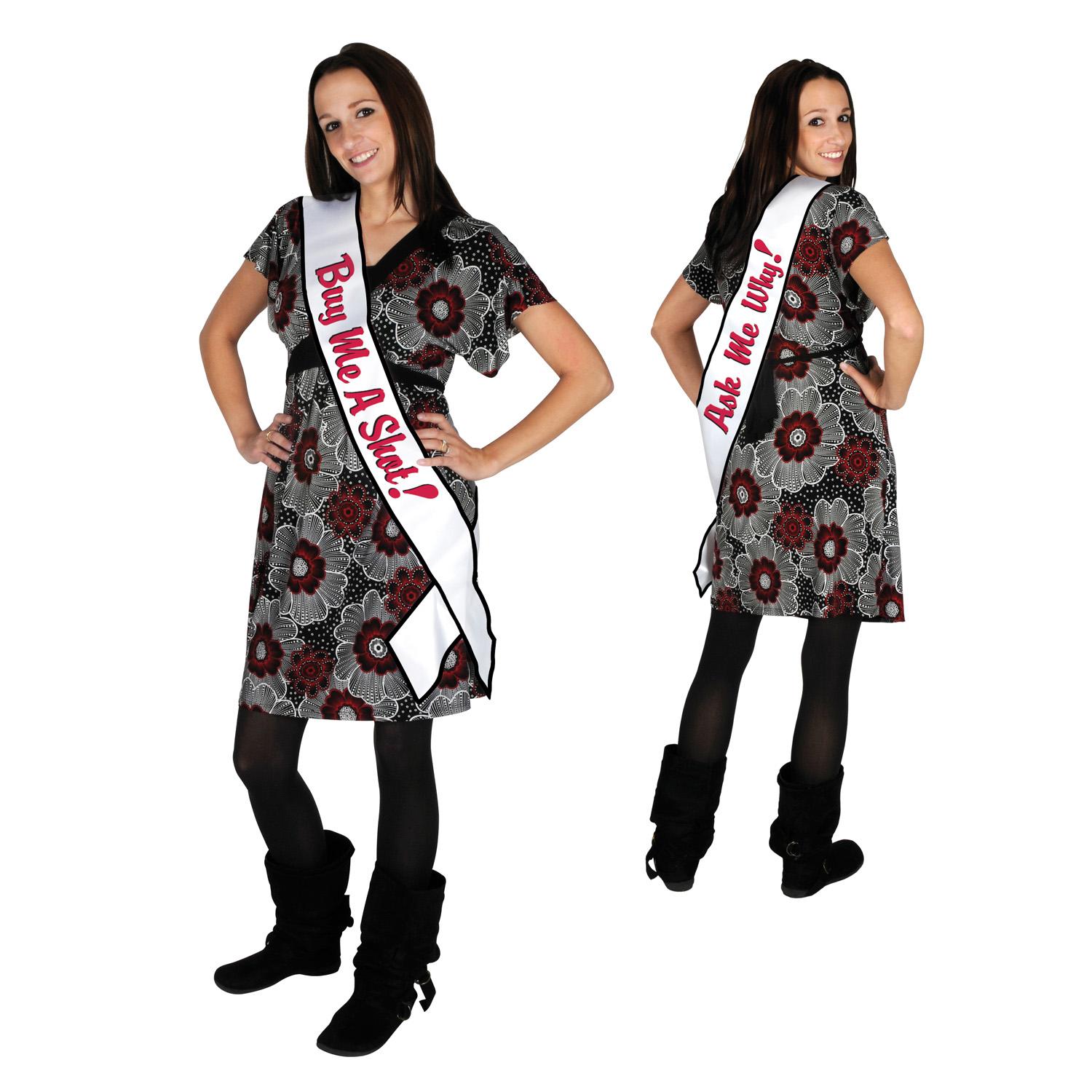 6 Wholesale Buy Me A Shot! Ask Me Why! Satin Sash image
