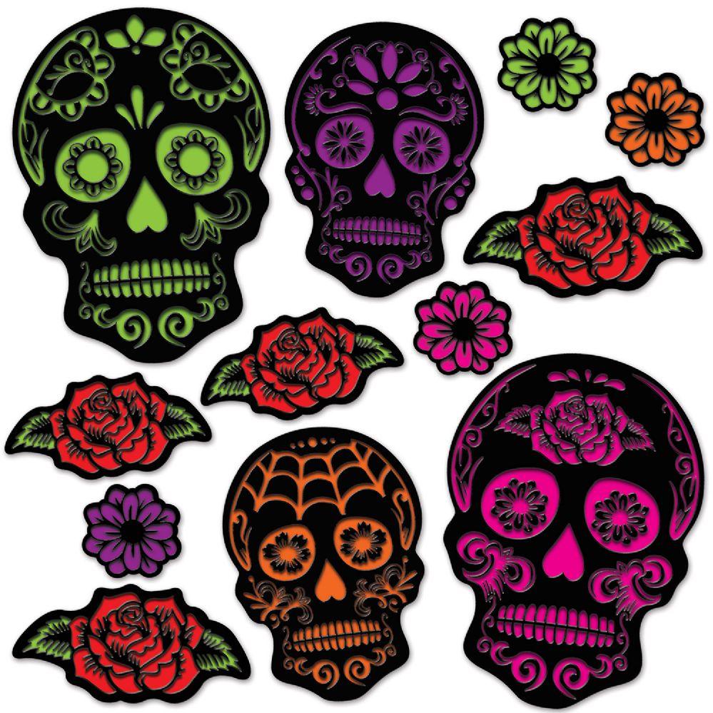 12 Wholesale Day Of The Dead Sugar Skull Cutouts image