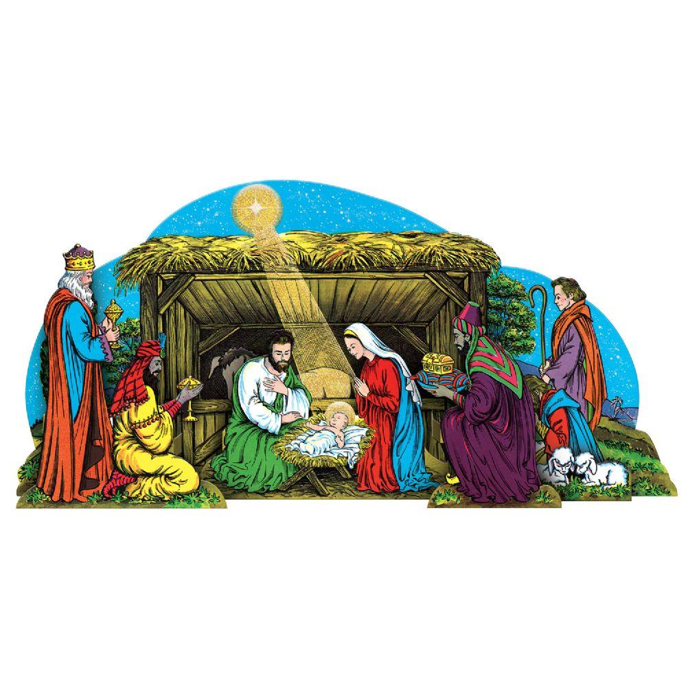 12 Wholesale Vntg Xmas Gltrd Nativity Scenetable Dec image