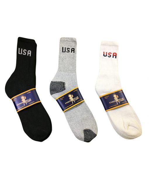 144 Wholesale Boys Sport Sock Crew With Logo In White Size 10-13 image
