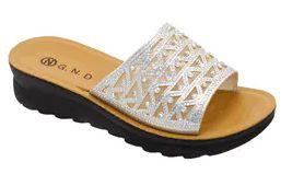 12 Wholesale Fashion Platform Rhinestone Sandals For Women Sole Open Toe In Color Silver Size 7-11 image