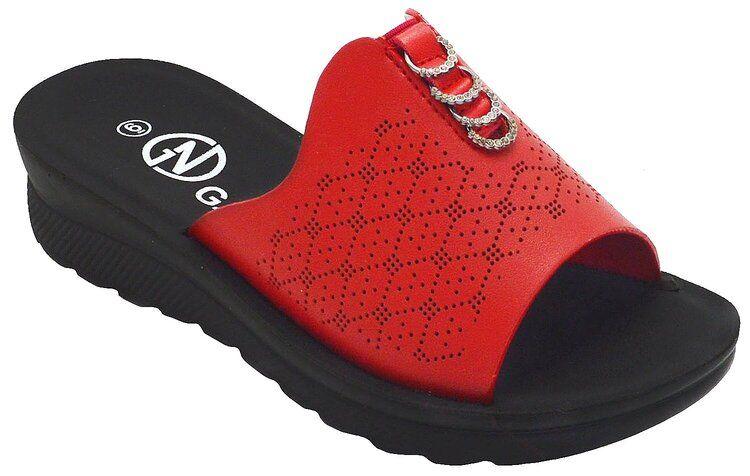 12 Wholesale Fashion Platform Sandals For Women Sole Open Toe In Color Red Size 5-10 image
