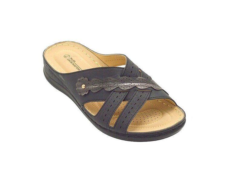 12 Wholesale Fashion Women Sandals Round Toe Color Black Size 7-11 image