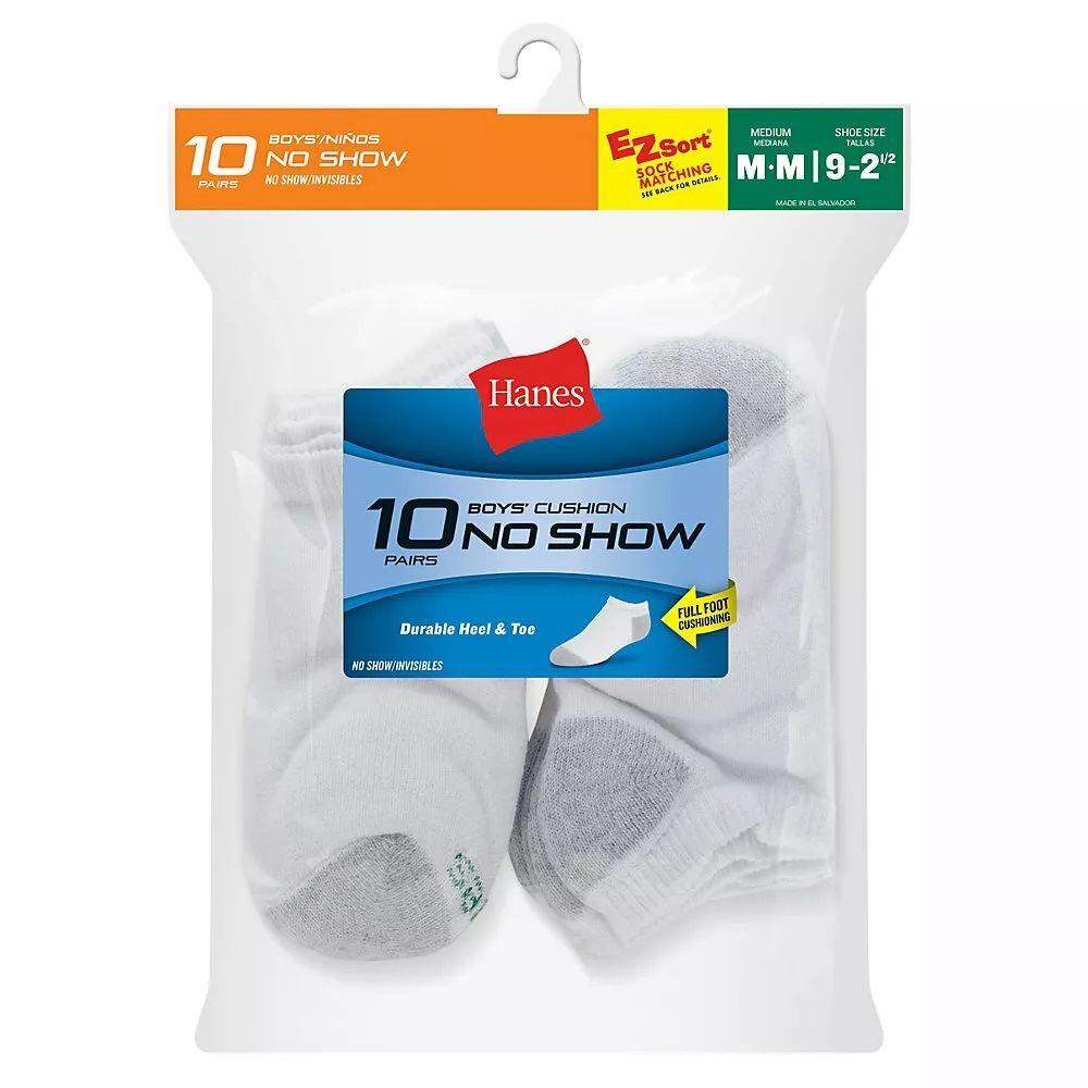 180 Wholesale Hanes Boys White Low Cut Ankle Socks Size 9-11 image