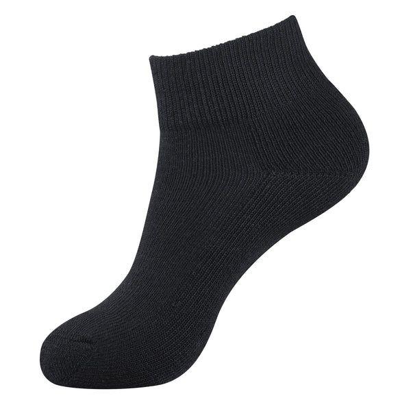 216 Wholesale Knocker Boy's Half Cushioned Quarter Socks In Black Size 6-8 image