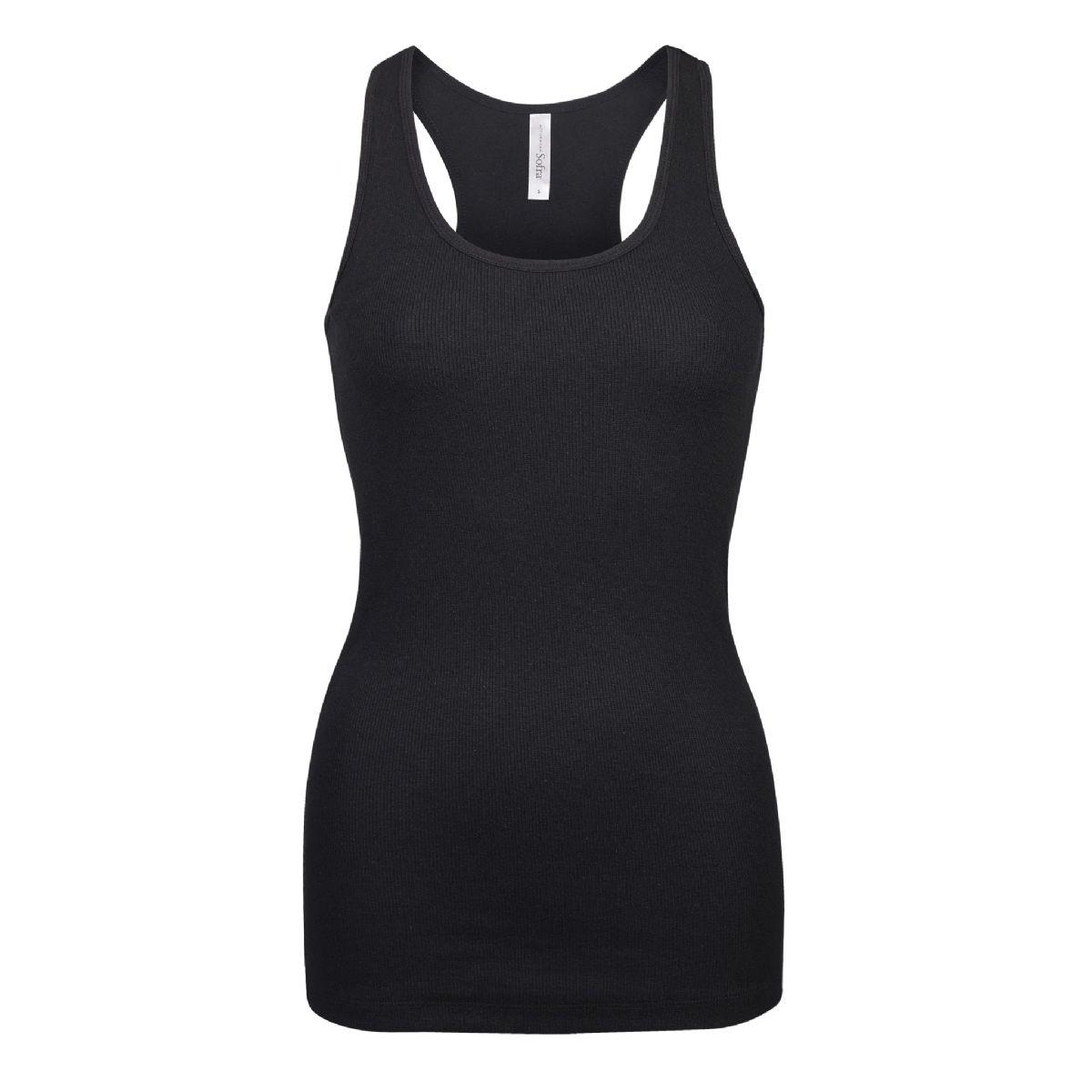 72 Wholesale Ladies Cotton Ribbed Knit Racerback Tank Top Black Medium image