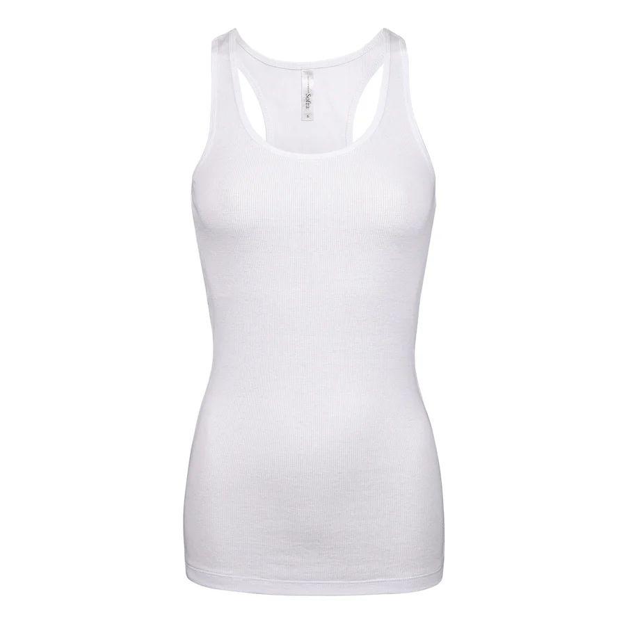 72 Wholesale Ladies Cotton Ribbed Knit Racerback Tank Top White Medium image