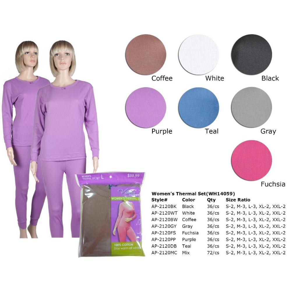 36 Wholesale Ladies Thermal Set In Coffee image