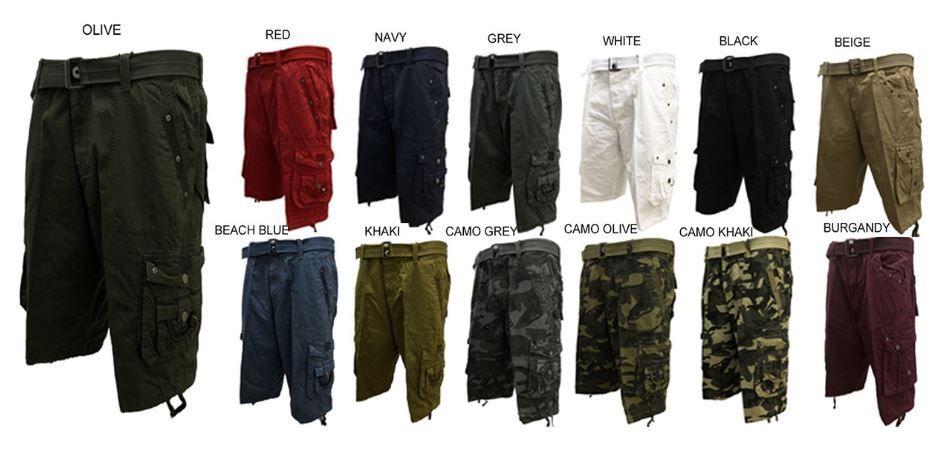 12 Wholesale 12 Wholesale Men's Cargo Belted Shorts In Red Pack A - Wholesale Sock Deals image