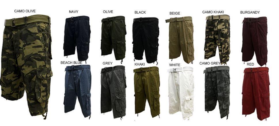 12 Wholesale Men's Fashion Cargo Shorts In Navy Pack B image