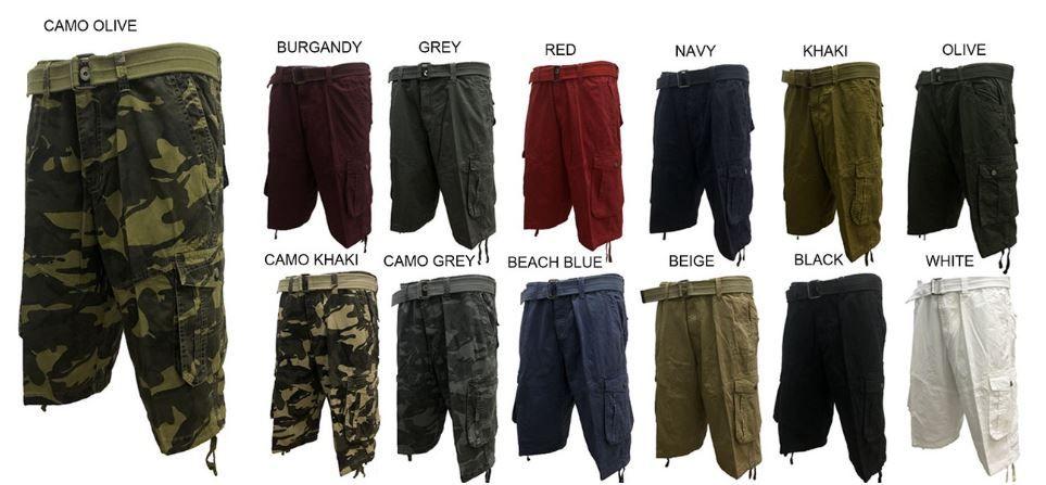 12 Wholesale Men's Fashion Cargo Shorts In Navy Blue Pack A image