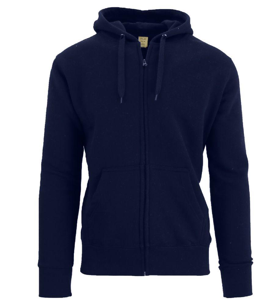 24 Wholesale Men's Fleece Lined Zip Hoodie Solid Navy Bulk Buy image