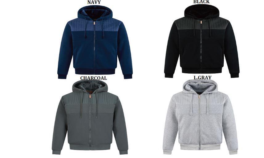 12 Wholesale Men's Fleece Hoodie With Fur Lining In Charcoal pack B: M-3xl image