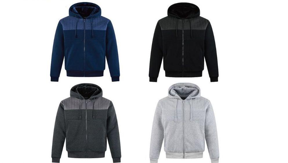 12 Wholesale Men's Fleece Hoodie With Fur Lining In Navy (pack B: M-3xl) image