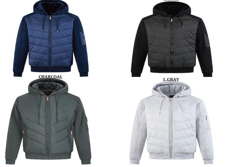 12 Wholesale Men's Fleece Hoodie With Sherpa Lining In Charcoal (pack B: M-3xl) image