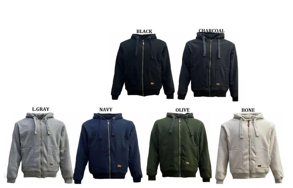 12 Wholesale Fleece Hoodie Sherpa Lining Charcoal M-2XL image