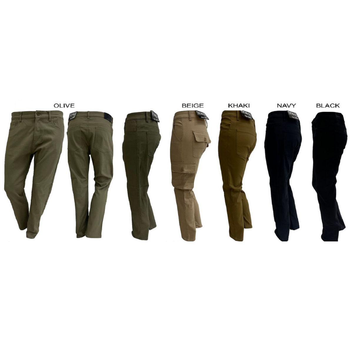 12 Wholesale Men's Stretch Cargo Twill Pants - Navy - Pack B image
