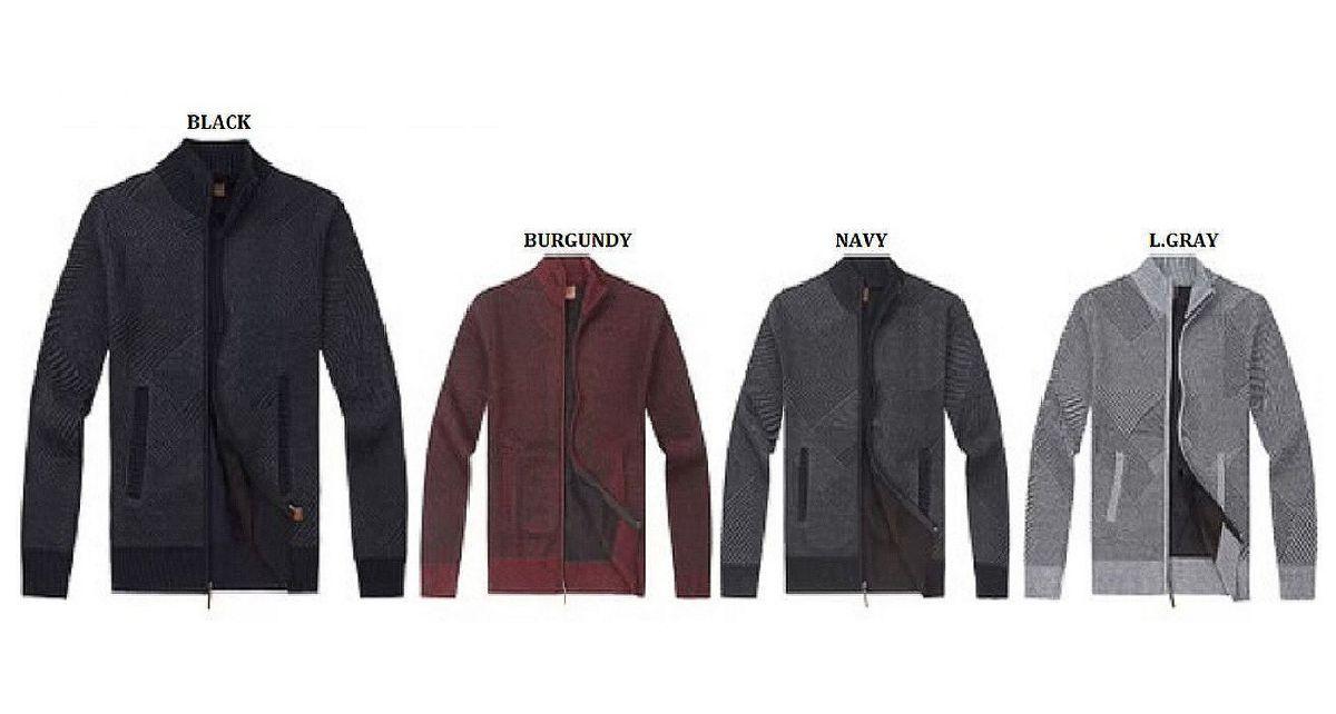 12 Wholesale Men's Sweater With Velour Lining - Burgundy - B image