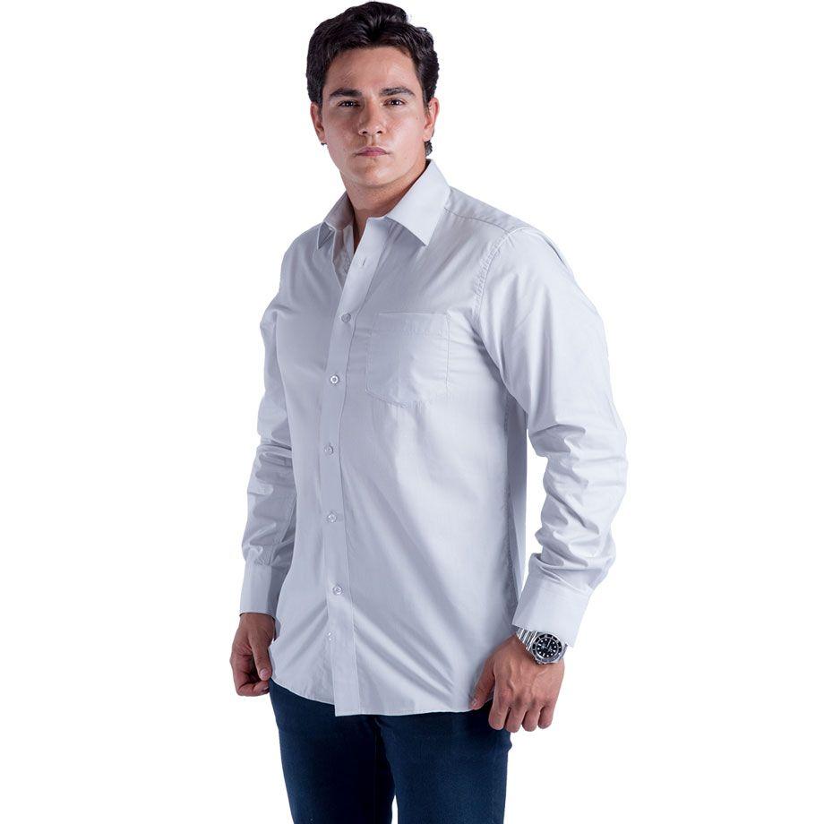 24 Wholesale Mens Button Down Dress Shirt In Light Grey image