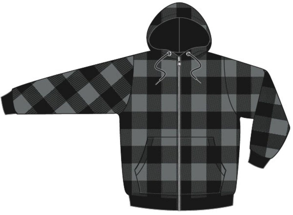 12 Wholesale Mens Camouflage FuR-Lined Zip Up Hoodie Sweatshirt Black/charcoal image