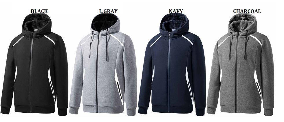 6 Wholesale Mens Fleece Hoodie With Fur Lining In Navy ( Pack B: M-3xl) image