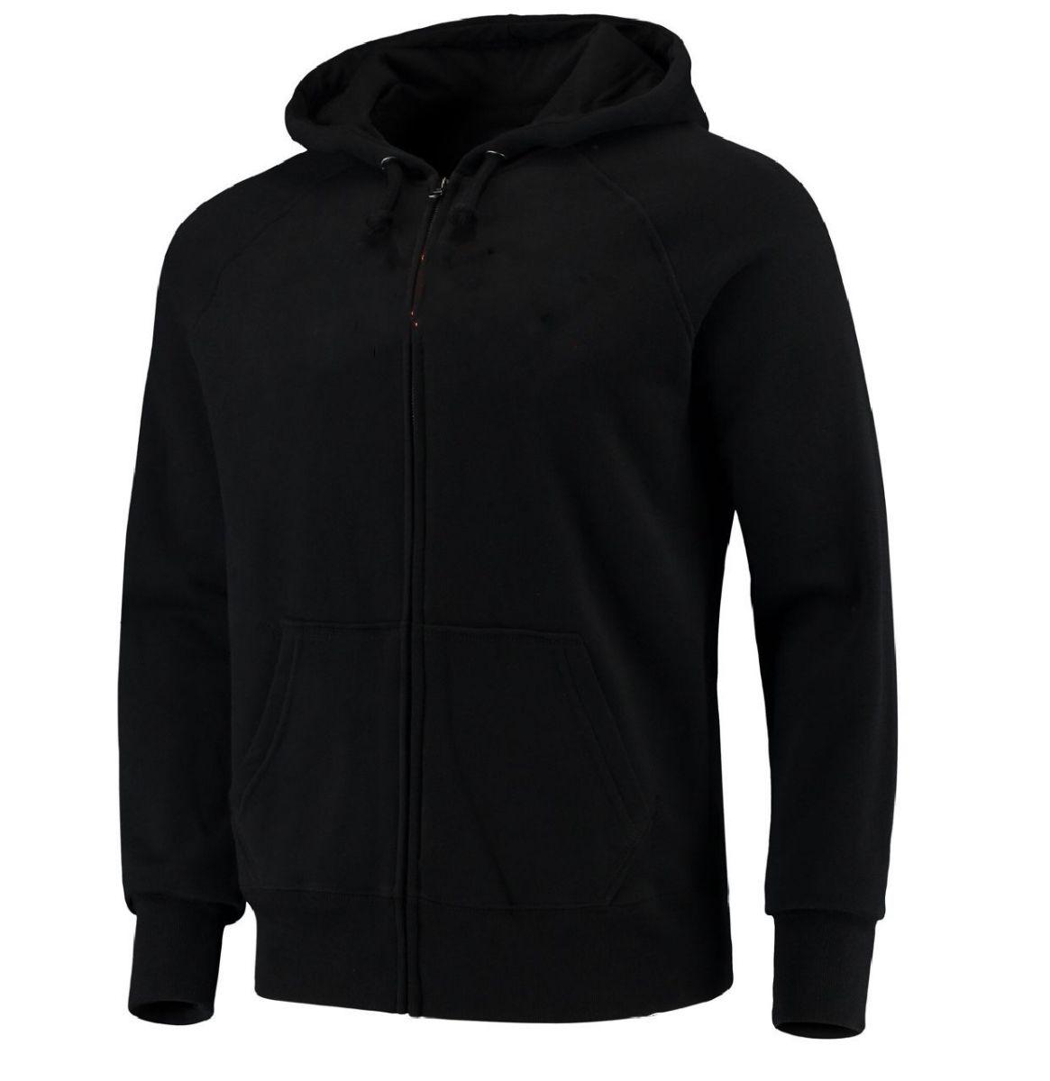 12 Wholesale Mens Heavy Weight Zippered Hoodie Black C image