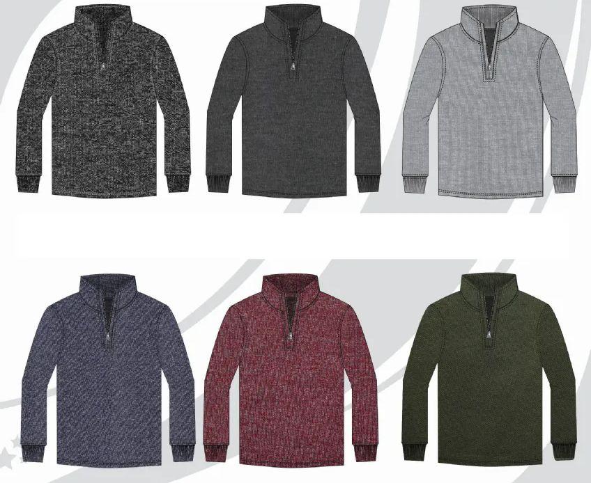 72 Wholesale Mens Long Sleeve Mock Neck Quarter Zip Interlock Knit Top Sizes S-xl image