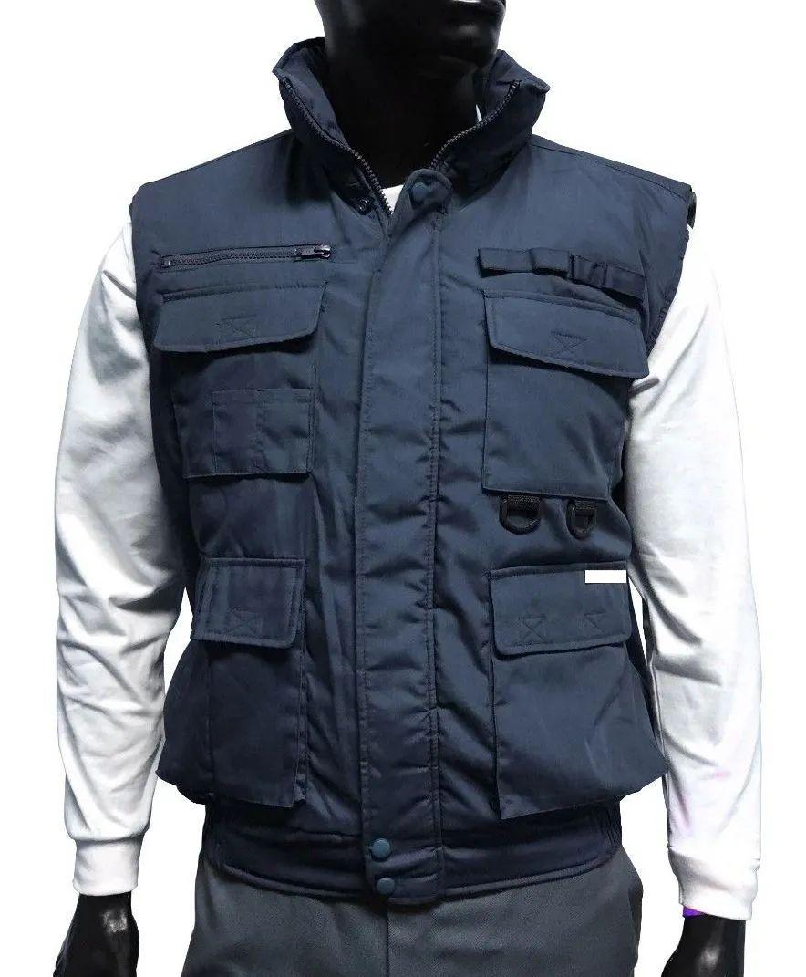 12 Wholesale Mens Multiple Pocket Water Resistant Utility Padded Vest Navy A image