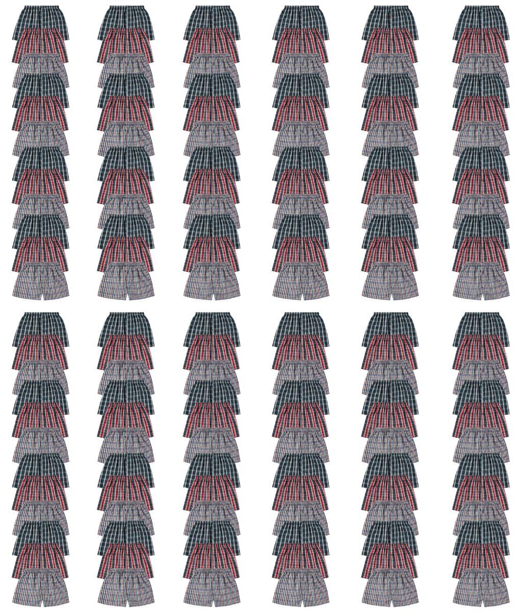 144 Wholesale Mens Woven Plaid Boxer Shorts Size 2XLarge image