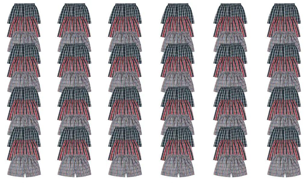96 Wholesale Mens Woven Plaid Boxer Shorts Size Large image