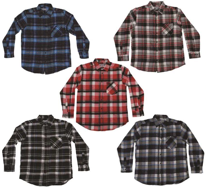48 Wholesale Men's Yarn Dyed Long Sleeve Button Down Flannel Plaid Shirts Sizes S-xl image