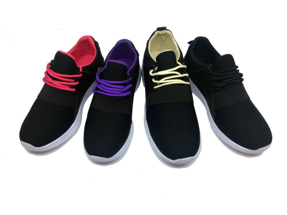 12 Wholesale Modern Two Tone Women's Sneakers In Black And Purple image