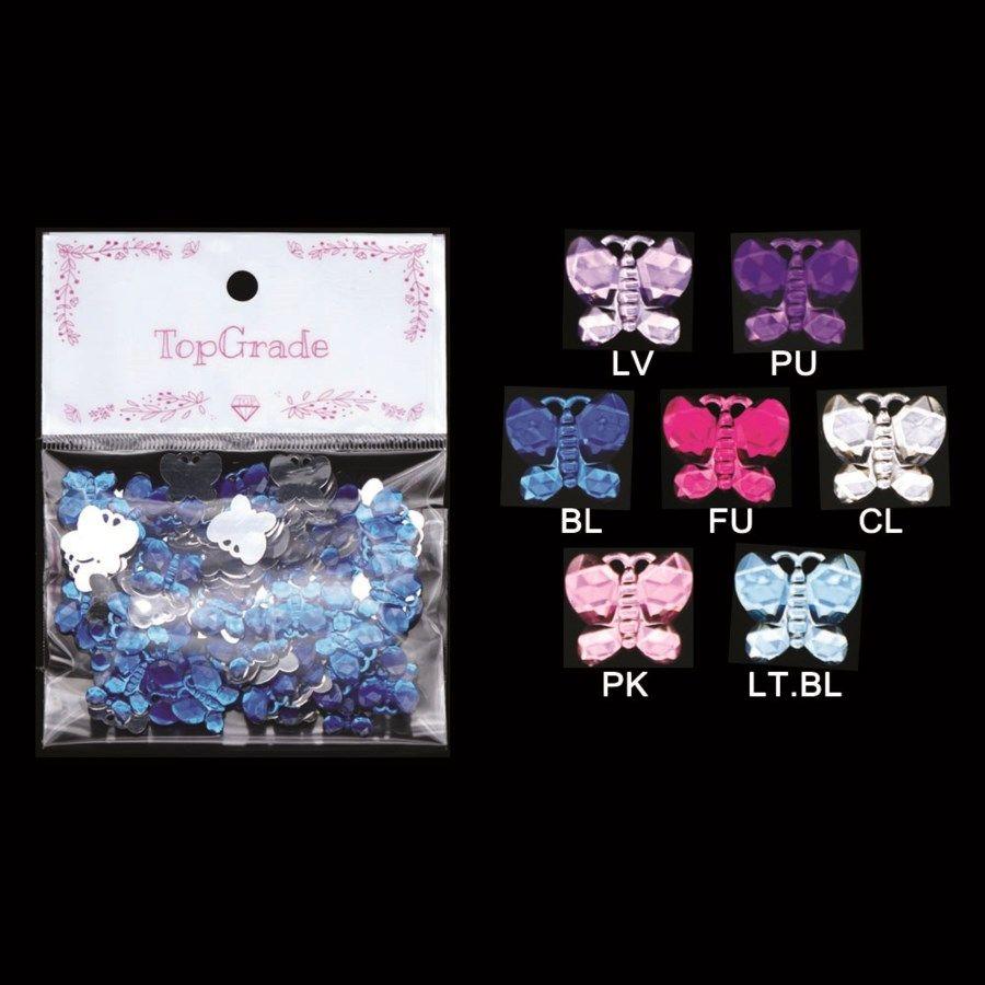 12 Wholesale Rhinestone Butterfly Sticker In Hot Pink image