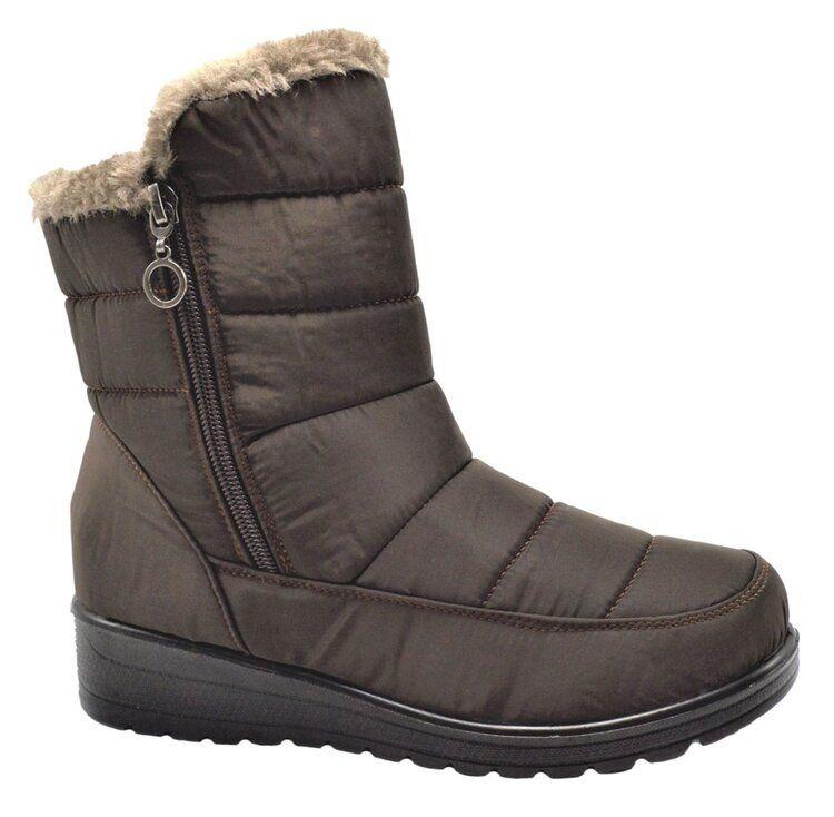 12 Wholesale Snow Boots For Women Comfortable Winter Boots Plus Lining Zip Color Brown Size 6-11 image