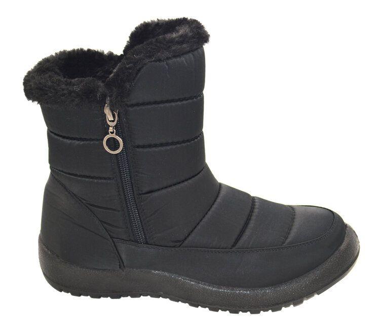 12 Wholesale Snow Boots For Women Comfortable Winter Boots Plus Lining Zip Color Black Size 6-10 image