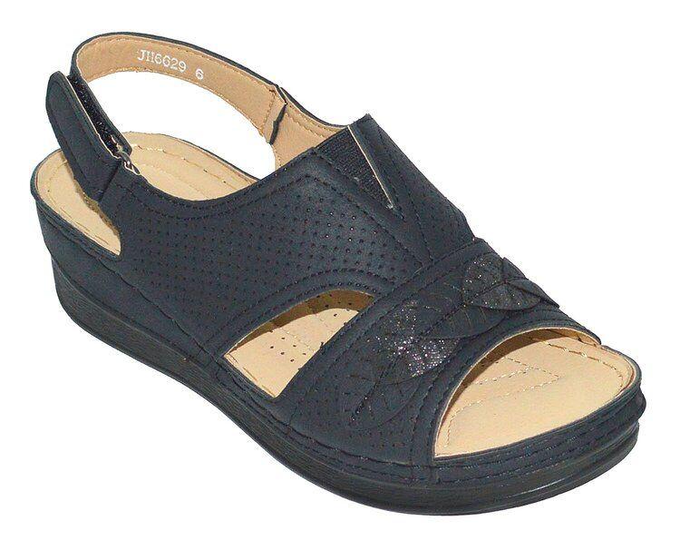 12 Wholesale Women Sandals Ankle Buckle Strap Sandals Fashion Summer Beach Sandals Open Toe Color Black Size 7-11 image