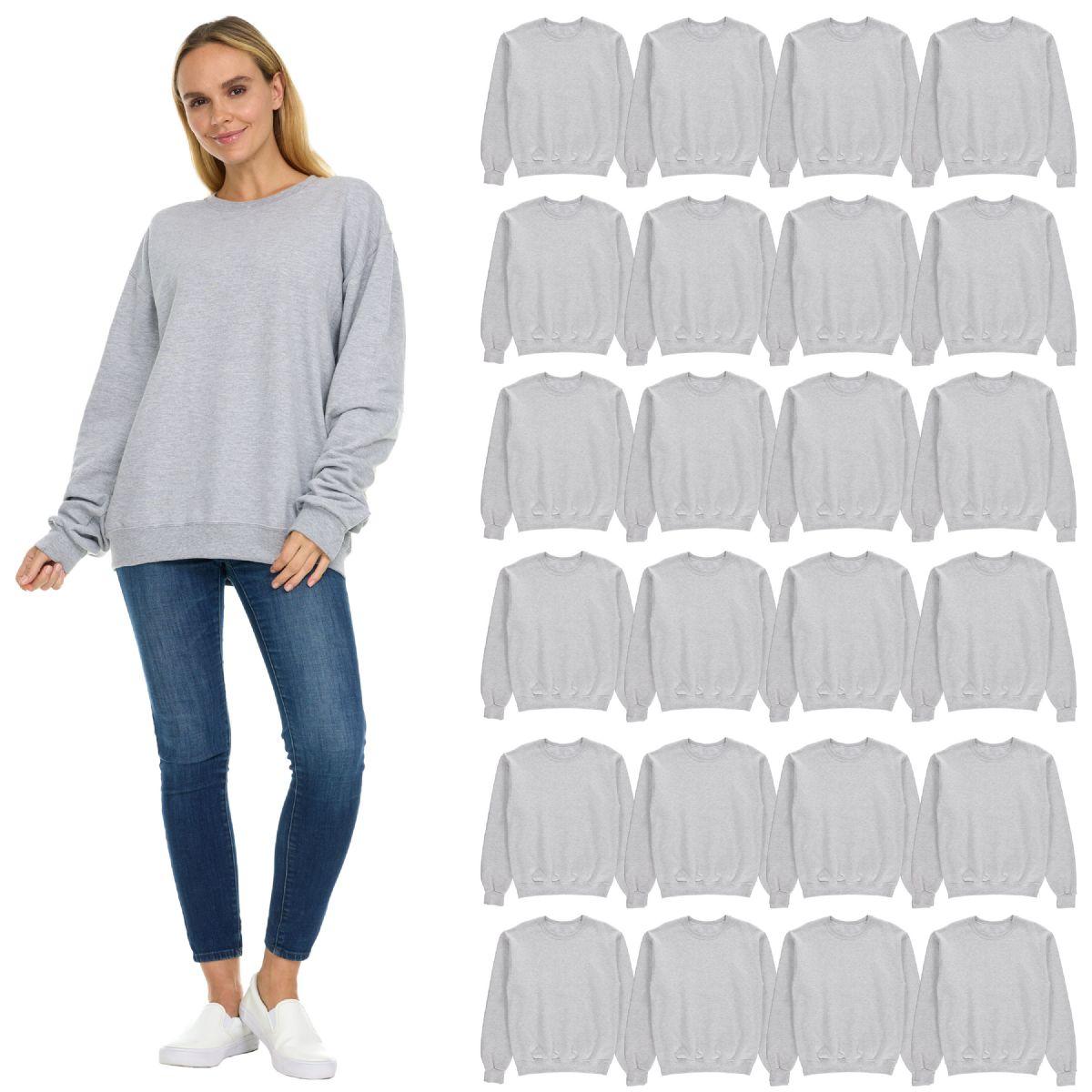 24 Wholesale Womens Oversized Crew Neck Sweatshirt Gray Size 4xl image