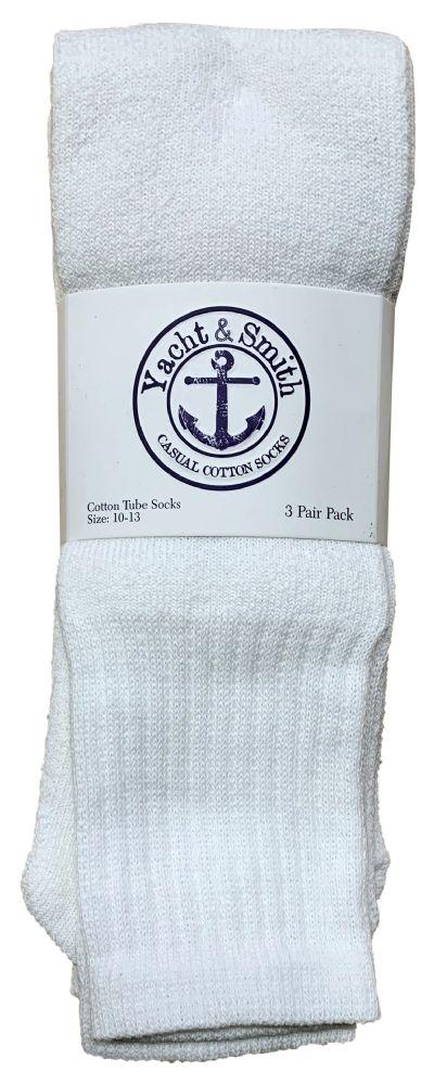 240 Wholesale Yacht & Smith Men's 28 Inch Cotton Tube Sock Solid White Size 10-13 image